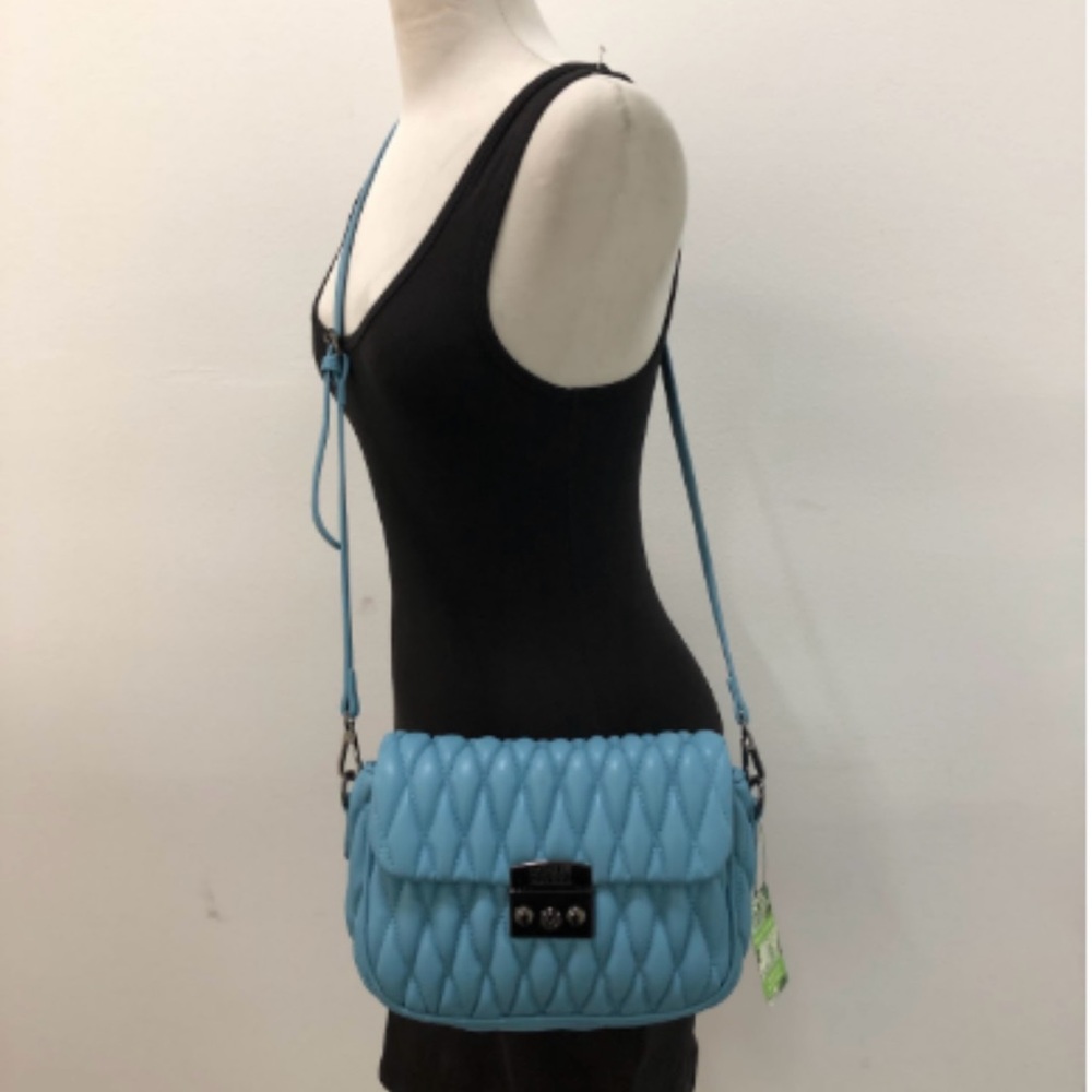 Badgley Mischka Light Blue Quilted Crossbody Bag
